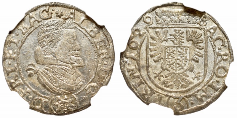 Bohemia, Albrecht von Wallenstein, 3 kreuzer 1629, Jicin - NGC MS63
Czechy/Śląs...