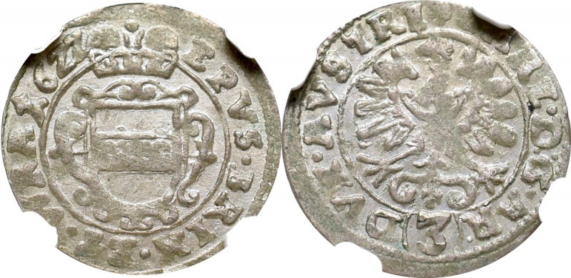 Śląsk, Karol Austriacki, 3 krajcary 1622, Nysa - NGC MS62
 Piękny menniczy egze...