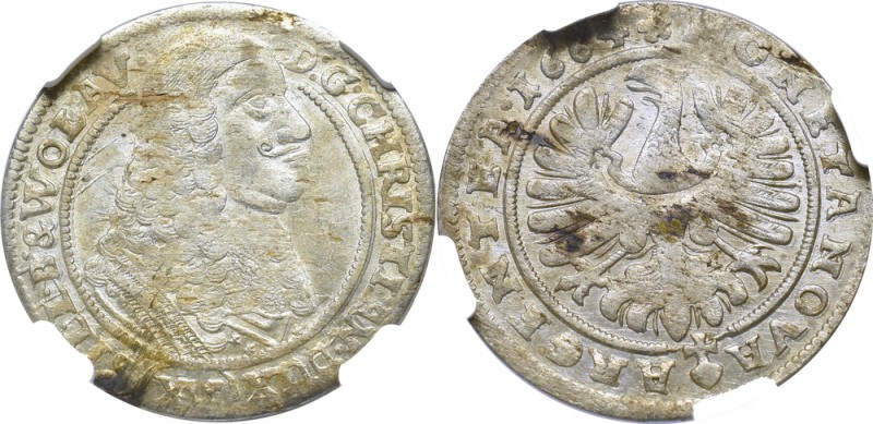 Schlesien, Christian, 15 kreuzer 1664, Brieg - NGC AU53
Śląsk, Chrystian Wołows...
