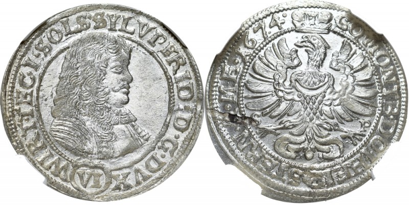 Schlesien, Sylvius Friedrich, 6 krezuer 1674, Liegnitz-Brieg - NGC MS64
Śląsk, ...