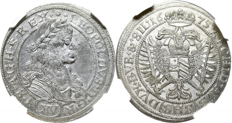 Schlesien, Leopold I, 15 kreuzer 1675, Breslau - NGC MS64
Śląsk, Leopold I, 15 ...