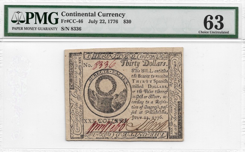 USA, 30 dollars 22 July 1776 - PMG 63
USA, 30 dolarów 22 lipiec 1776 - PMG 63
...