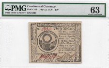 USA, 30 dollars 22 July 1776 - PMG 63 2-MAX Świat