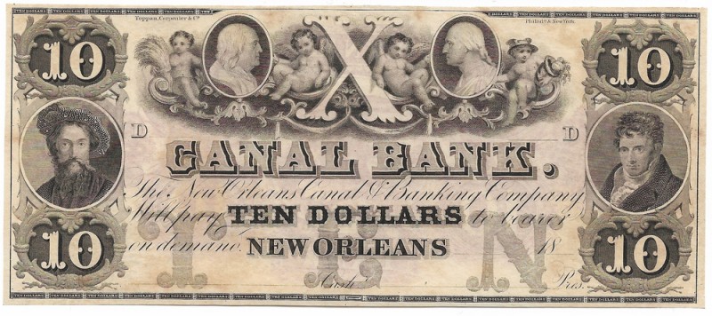 USA, 10 dollars 1840/1850 Canal Bank, New Orleans
USA, 10 dolarów 1840/1850 Can...