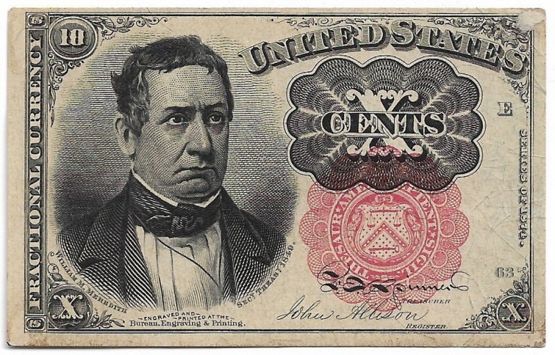 USA, 10 cents Series E63 1874, Fractional Currency
USA, 10 centów seria E63 187...