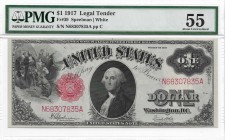 USA, 1 dollar 1917 - PMG 55