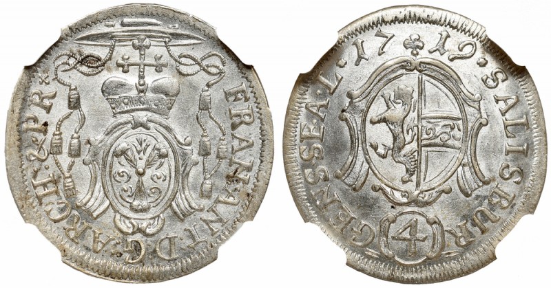 Austria, Bishopic of Salzburg, 4 kreuzer 1719 - NGC MS65
Austria, Biskupstwo Sa...