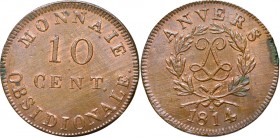Belgium/France, Anvers, Siege coinage, Louis XVIII, 10 cents 1814