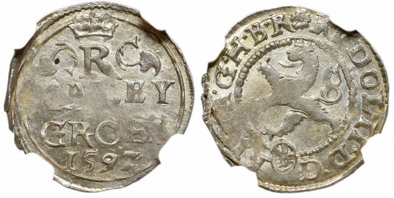 Bohemia, Rudolph II, Maley Groschen 1592, Kuttenberg- NGC MS63
Czechy, Rudolf I...