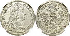 Bohemia under Habsburg, Carol VI, 3 kreuzer 1725, Prague - NGC MS62 MAX