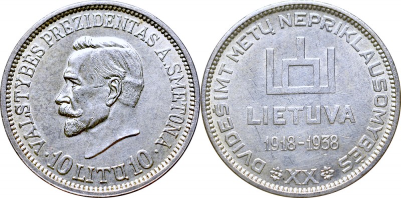 Lithuania, 10 litu 1938
Litwa, 10 Litu 1938 - XX lat Republiki
 Piękny, okołom...