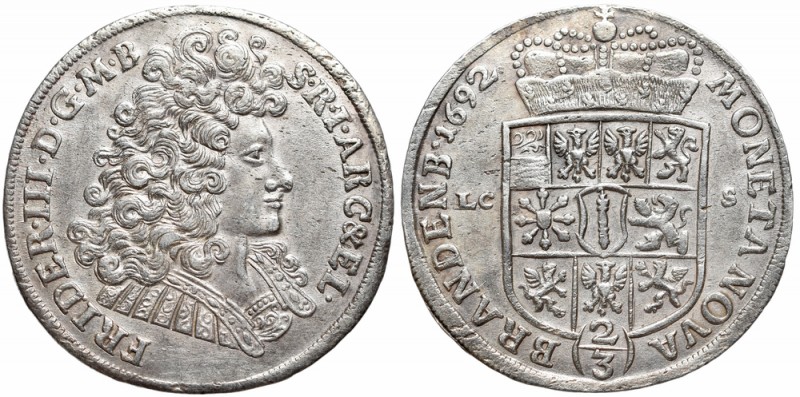 Germany, Brandenburg-Prussia, Friedrich III, 2/3 Thaler 1692
Niemcy, Brandenbur...