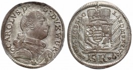Germany, Wurtemberg, Carol, 15 kreuzer 1759 - PCGS MS62