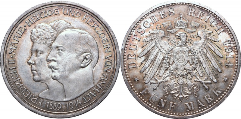 Germany, Anhalt-Dessau - Frederick II, 5 marks 1914 A, Berlin
Niemcy, Anhalt-De...