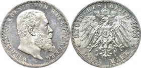 Niemcy, Wirtembergia, Wilhelm II, 3 marki 1909 F Stuttgart