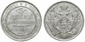 Russia, Nicholas I, 3 rouble 1842 - Pt R