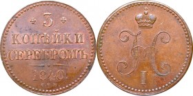 Russia, Nicholas I, 3 kopecks 1840 СПМ