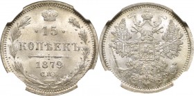 Russia, Alexander II, 15 kopecks 1879 НФ - NGC MS66+ MAX