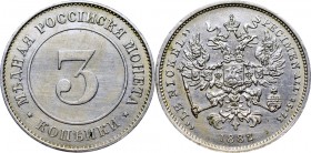 Russia, Alexander III, Specimen 3 kopecks 1882 Ni R2
