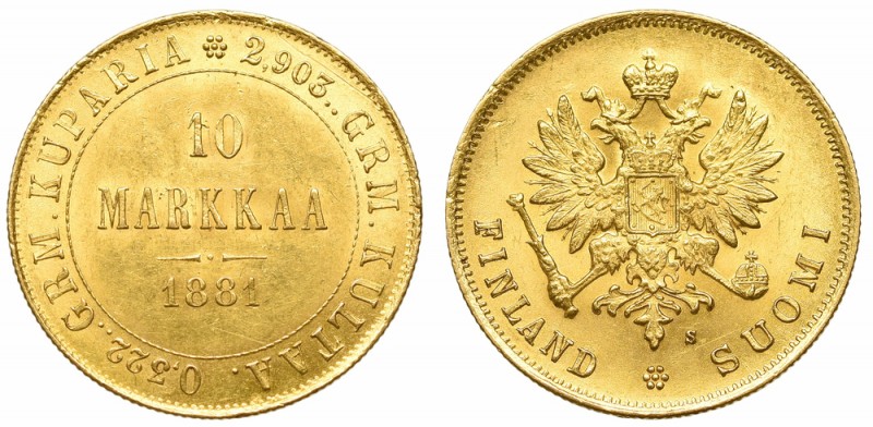 Russian occupation of Finland, Alexander III, 10 markkaa 1881 S, Helsinki
Rosyj...