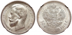 Russia, Nicholas II, 50 kopecks 1913 BC - NGC MS62