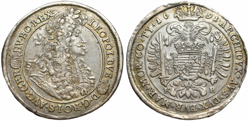 Hungary, Leopold, Thaler 1691
Węgry, Leopold I, Talar 1691 Kremnica
 Bardzo ła...