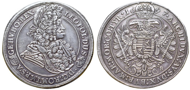 Hungary, Leopold I, Thaler 1697 KB, Kremnitz
Węgry, Leopold I, Talar 1697 KB, K...