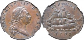 United Kingdom, Bermuda, 1 penny 1793 - NGC MS61 BN