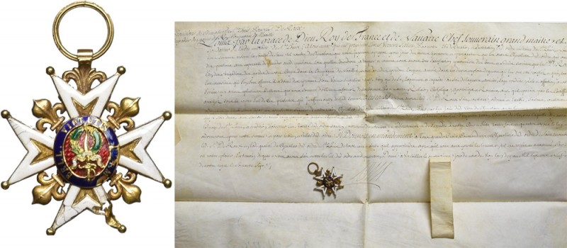 France, Cross of st. Louis - documents 1709-1710 Louis XIV, Adrien Maurice de No...