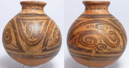 Précolombien - Costa Rica - Vase en terre cuite - 1000 ap. J.-C.
Beau vase globulaire en terre cuite orné de volutes. Trace de restauration ancienne....