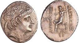 Seleucide - Alexandre II, Zebina - Tétradrachme (128-123 av. J.-C.)
A/ Buste du roi à droite. 
R/ ΒΑΣΙΛΕΩΣ / AΛΕΞANΔΡOΥ Zeus assis à gauche tenant u...