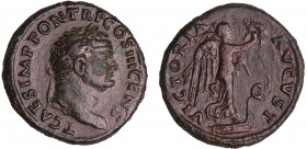 Titus - As (77-78, Rome) - Victoire
A/ T CAES IMP PON TR P COS III CENS Tête laurée à droite. 
R/ VICTORIA AVGVST // S C Victoire marchant à droite....