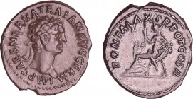 Trajan - Denier (98, Rome) - L'Abondance
A/ IMP CAES NERVA TRAIAN AVG GERM. Buste lauré à droite. 
R/ PONT MAX POT COS II. L'Abondance assise à gauc...