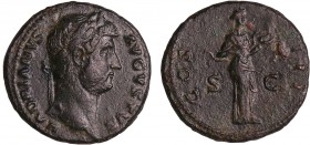 Hadrien - As (126, Rome)
A/ HADRIANVS AVGVSTVS. Tête laurée à droite. 
R/ COS III // SC. La Santé debout à droite, nourrissant un serpent qu'elle ti...