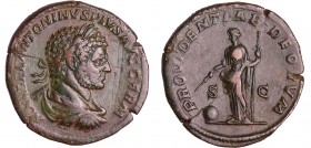 Caracalla - Sesterce - (213, Rome) - La Providence
A/ M AVREL ANTONINVS PIVS AVG GERM Tête laurée à droite.
R/ POVIDENTIAE DEORVM // SC. La Providen...