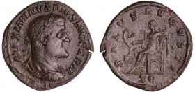 Maximin 1er - Sesterce (236-238, Rome) - La Santé
A/ MAXIMINVS PIVS AVG GERM. Buste lauré, drapé et cuirassé à droite. 
R/ SALVS AVGVSTI // SC. La S...