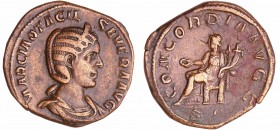 Otacilie - Sesterce (245-247, Rome) - La Concorde
A/ MARCIA OTACIL SEVERA AVG Buste diadémé à droite. 
R/ CONCORDIA AVGG // SC. La Concorde assise à...