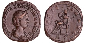 Etruscille - Sesterce (250, Rome) - La Pudeur
A/ HERENNIA ETRVSCILLA AVG Buste diadémé à droite. 
R/ PVDICITIA AVG // SC. La Pudeur assise à gauche,...