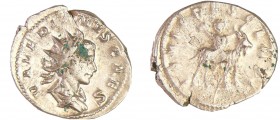 Valérien II - Antoninien (257-258, Cologne) - Chèvre
A/ VALERIANVS CAES Buste radié et drapé à droite. 
R/ IOVI CRESCENTI. Jupiter enfant, assis de ...