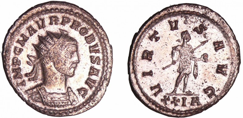 Probus - Aurélianus (276-277, Siscia)
A/ IMP C M AVR PROBVS AVG. Buste radié et...