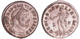 Dioclétien - Follis (Trèves)
A/ IMP DIOCLETIANVS P AVG Buste lauré et cuirassé droite. 
R/ GENIO POPVLI ROMANI S|F // PTR Génie debout à gauche, ten...