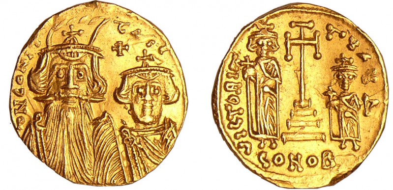 Constans II - Solidus (641-668, Constantinople)
A/ d N CON-TANST P. Bustes cour...