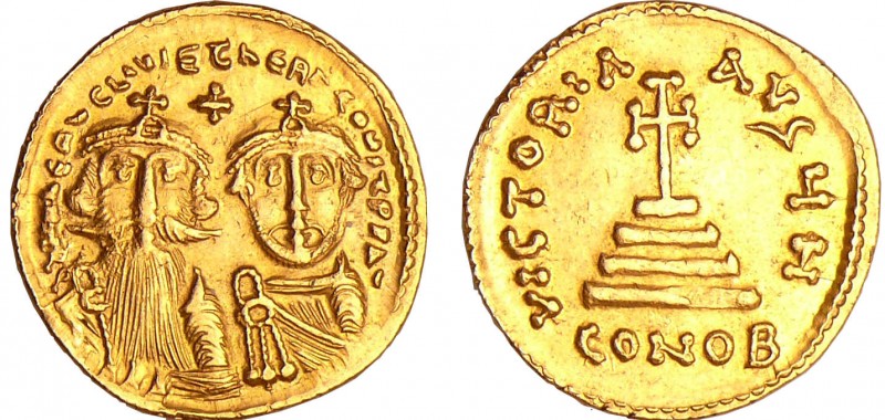 Héraclius - Solidus (610-641, Constantinople)
A/ dd NN hERACLIUS ET hERA CONST ...