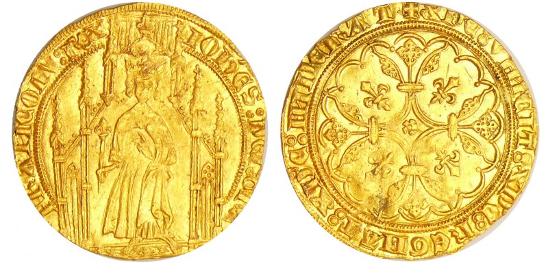 Jean II le Bon (1350-1364) - Royal d'or - 2ème émission (15 avril 1359)
A/ IOhA...