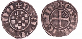 Bretagne - Jean II, Arthur II et Jean III - monnayage anonyme - Denier (Guingamp)
A/ + DVX BRITANNIE Echiqueté de Dreux au franc quartier d'hermine c...