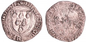 Bretagne - François II - Gros à l'écu (Nantes)
François II (1458-1488). A/ FRANCISCVS BRITONVM DVX N (hermine). Ecu à six mouchetures. 
R/ + SIT NOM...