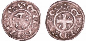 Berri - Comté de Gien - Geoffroi II - Denier
Geoffroi II, sire de Donzy (1120-1180). A/ + GOSEDVS COS. Croix cantonnée de l'alpha et de l'oméga aux 3...