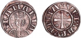 Auvergne - Evêché de Clermont - Denier
A/ SEA MARIA. Tête de face. 
R/ + VRBS ARVERNA. Croix arrondie, cantonnée de trèfles.
TTB
Bd.379 (4f)-SCMF....