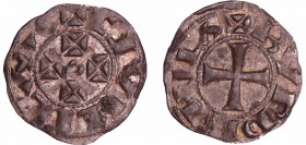 Aquitaine - Guillaume X - Denier (Bordeaux)
Guillaume X (1127-1137). A/ + GVILELMO. Quatre croisettes disposées en croix autour d'un annelet. 
R/ + ...