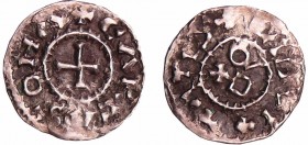 Languedoc - Comté de Carcassonne - Obole
A/ + CIPVI + TATIS. Monogramme dégénéré de Eudes.
R/ + CARCASONA. Croix. 
TTB
Bd. -PA.-Dy.1514
Ar ; 0.71...